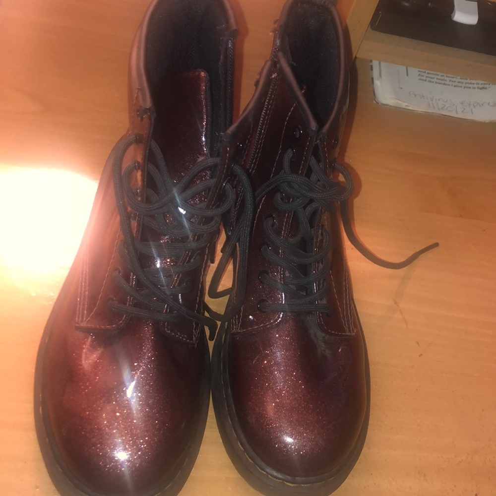 Dr. Martens 1460 GLITTER J Leather Lace Up/Side Zip Ankle Boots Size 4
